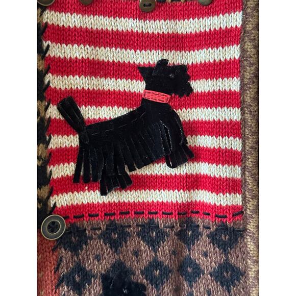 Susan Bristol Scottie Dog Cardigan M Patchwork Sweater 2001 Hand Embroidered - Picture 3 of 7